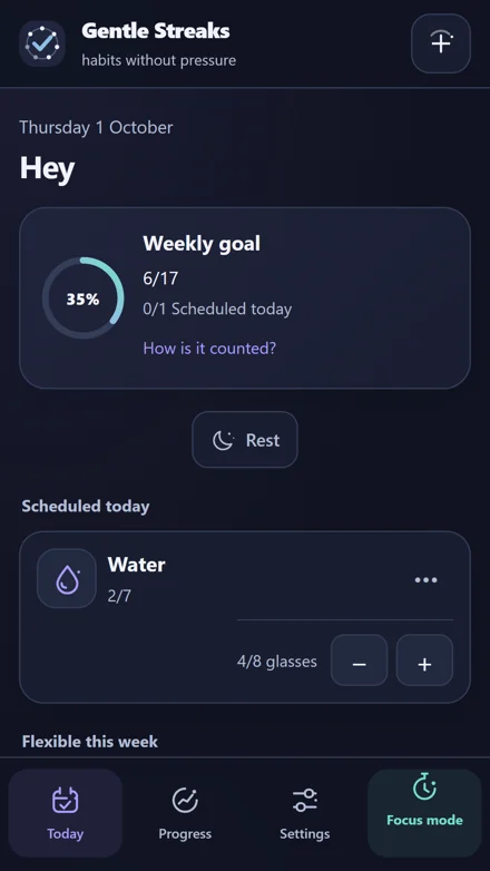 App screenshot — Habits