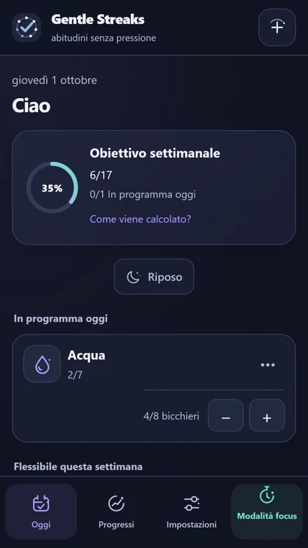 Dentro l’app — Trova la prossima abitudine